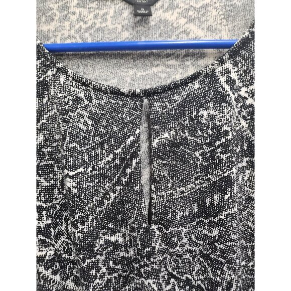 Ann Taylor Top Womens Small Black White Paisley Long Sleeves Ruched Office - Picture 2 of 8